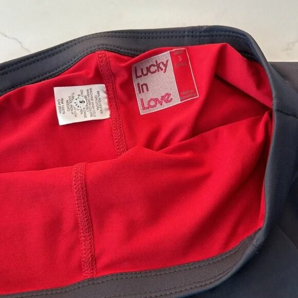 BNWT Lucky In Love Skirt Gray with red stripe - Picture 2 of 6